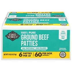 First Street Ground Beef Patties Red 6/1 75% Lean