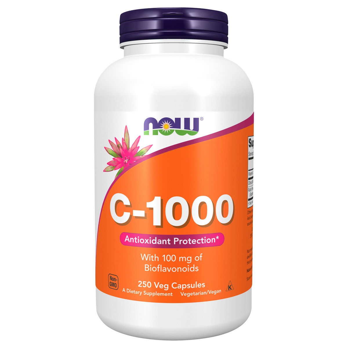 slide 1 of 4, NOW Supplements, Vitamin C-1,000 with 100 mg of Bioflavonoids, Antioxidant Protection*, 250 Veg Capsules, 250 ct