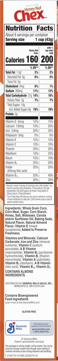 slide 8 of 9, Chex Honey Nut Chex Cereal, Gluten Free, 12.5 oz
