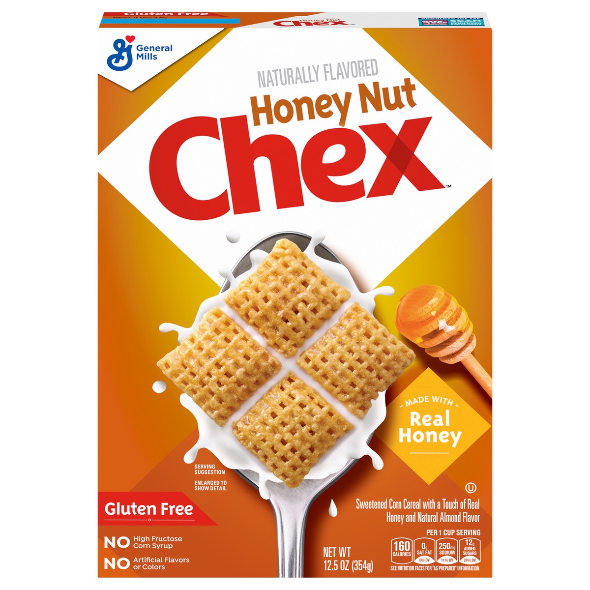 slide 1 of 9, Chex Honey Nut Chex Cereal, Gluten Free Breakfast Cereal, Made with Whole Grain, 12.5 oz, 12.5 oz