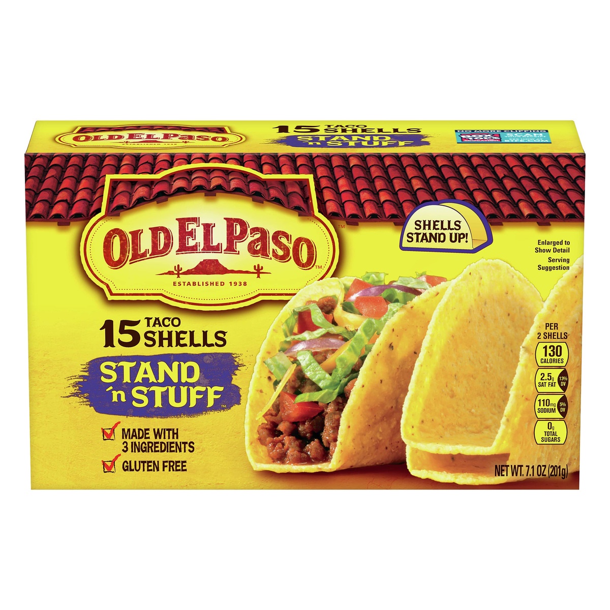 slide 1 of 1, Old El Paso Stand 'n Stuff Taco Shells 15 ea, 15 ct