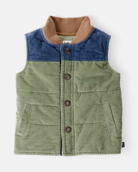 slide 1 of 2, Baby Boy Corduroy Sleeveless Puffer Vest - Green Green 9M, 1 ct