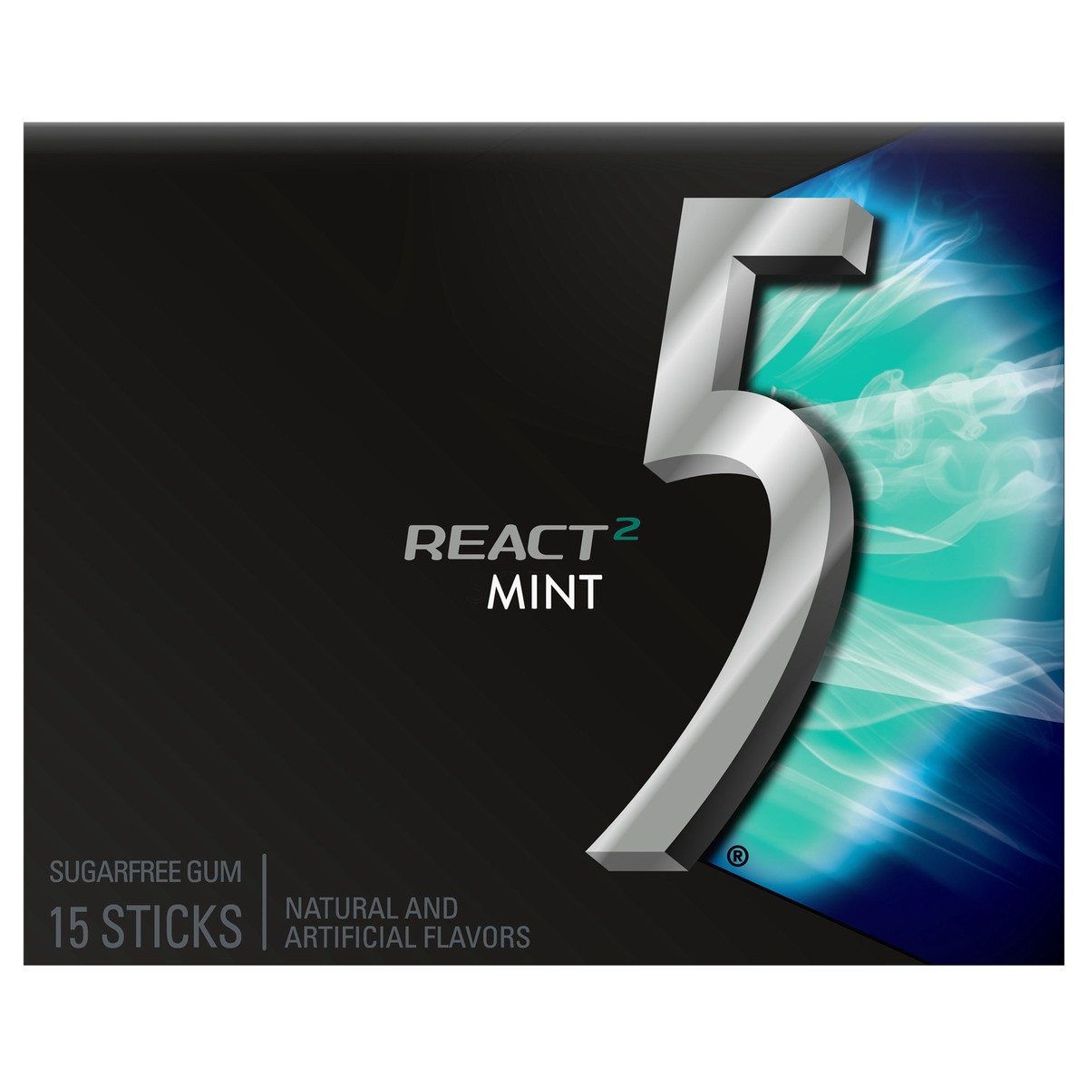 slide 1 of 10, 5 GUM React Mint Sugar Free Chewing Gum, 15 Stick Pack, 15 ct