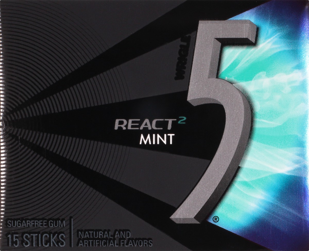 slide 9 of 10, 5 Gum React Mint Sugarfree Gum, single pack, 15 ct