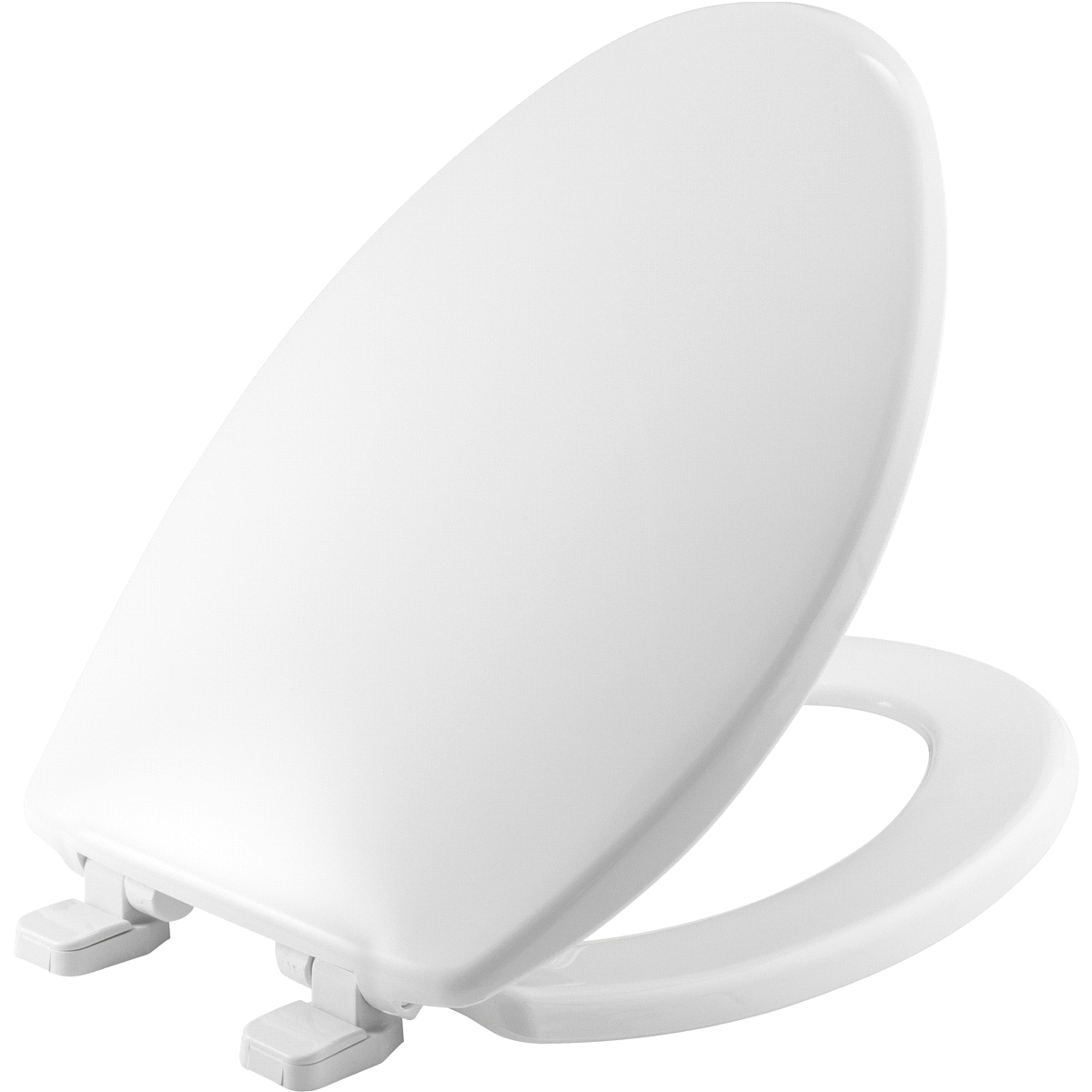 slide 1 of 5, Mayfair Elongated Solid Plastic Toilet Seat with Whisper Close Hinge and STA-TITE, White, 18.5 in