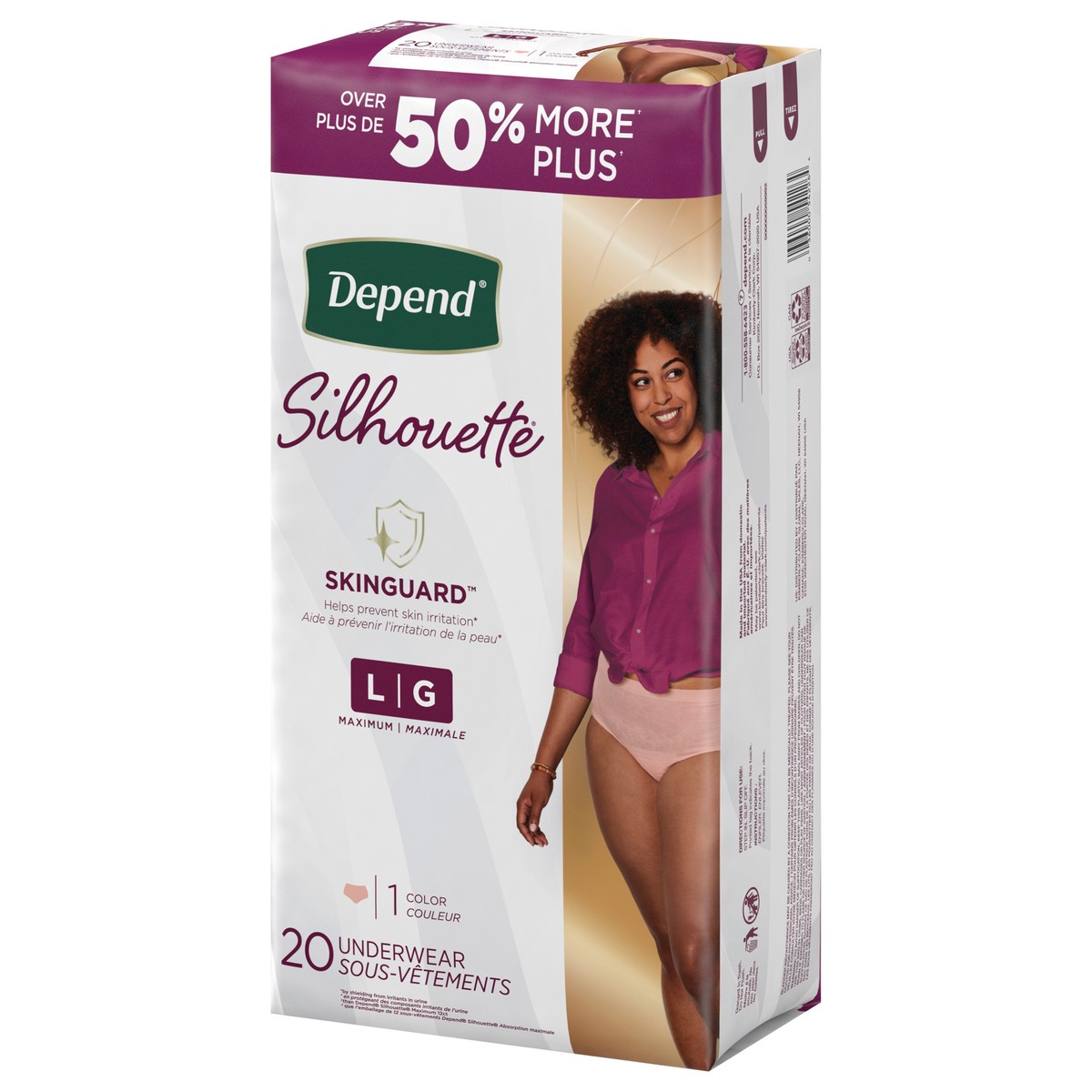 slide 5 of 11, Depend Silhouette Adult Incontinence & Postpartum Bladder Leak Underwear for Women, Maximum Absorbency, Large, Pink, 20 Count, 20 ct
