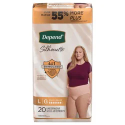 Depend Silhouette Adult Incontinence & Postpartum Bladder Leak Underwear for Women, Maximum Absorbency, Large, Pink, 20 Count