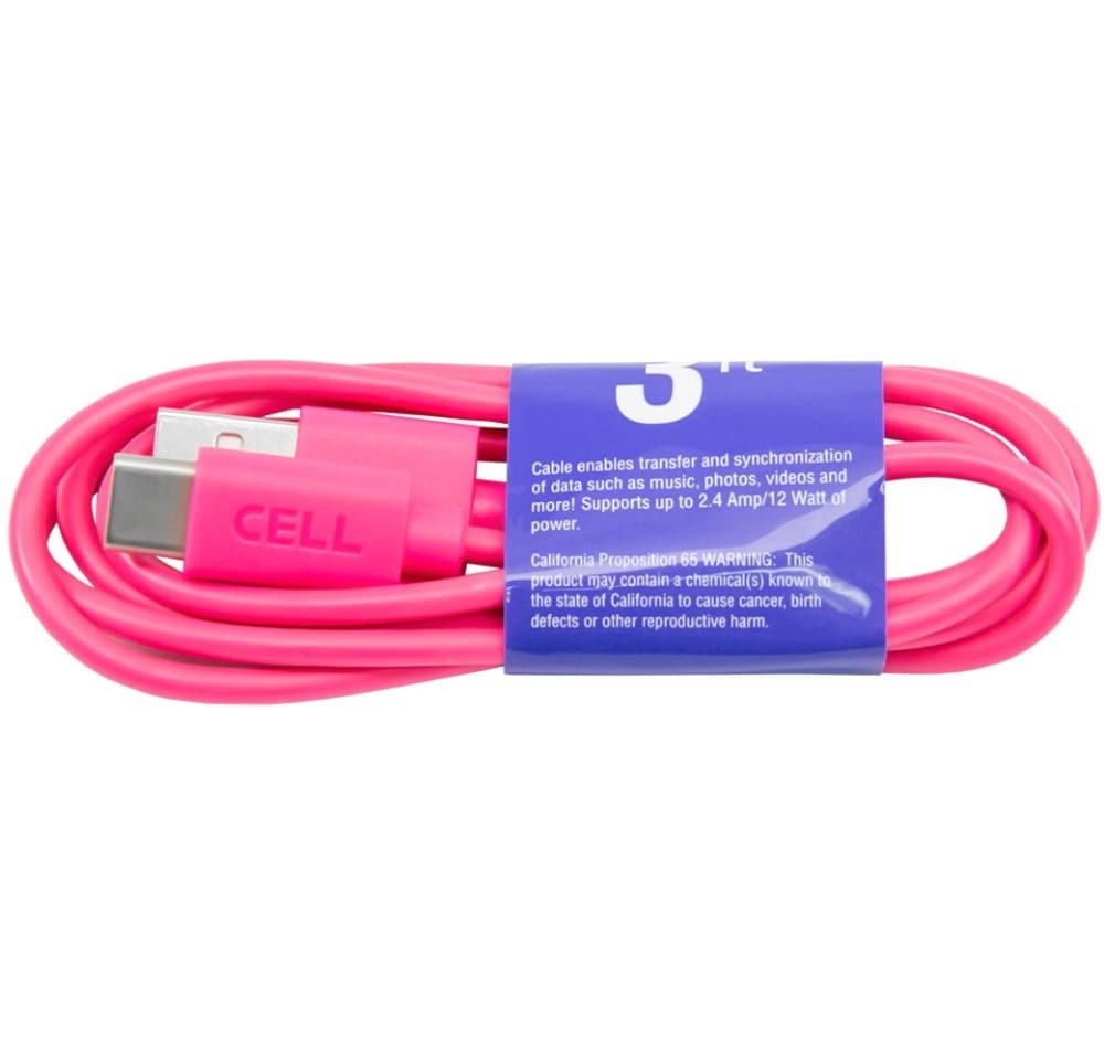 slide 1 of 1, Cellcandy 3 Foot Type C Cable - Pink, 1 ct