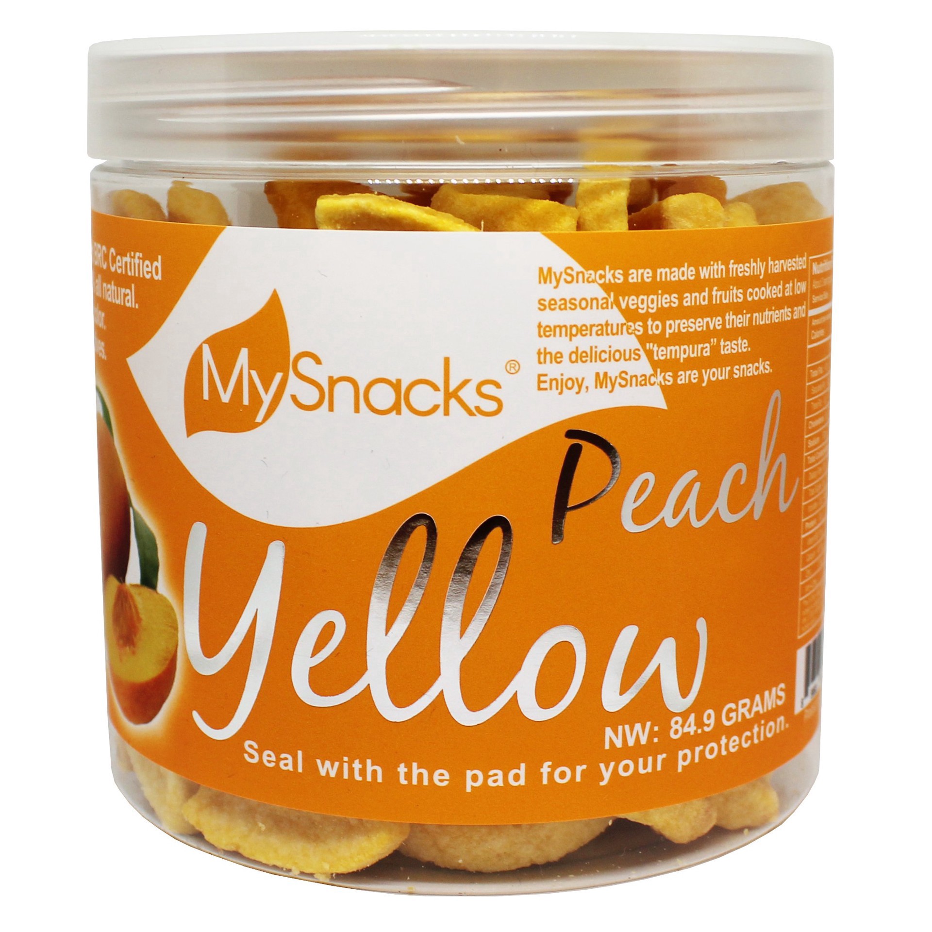 slide 1 of 1, MySnacks Yellow Peach, 84.9 gram