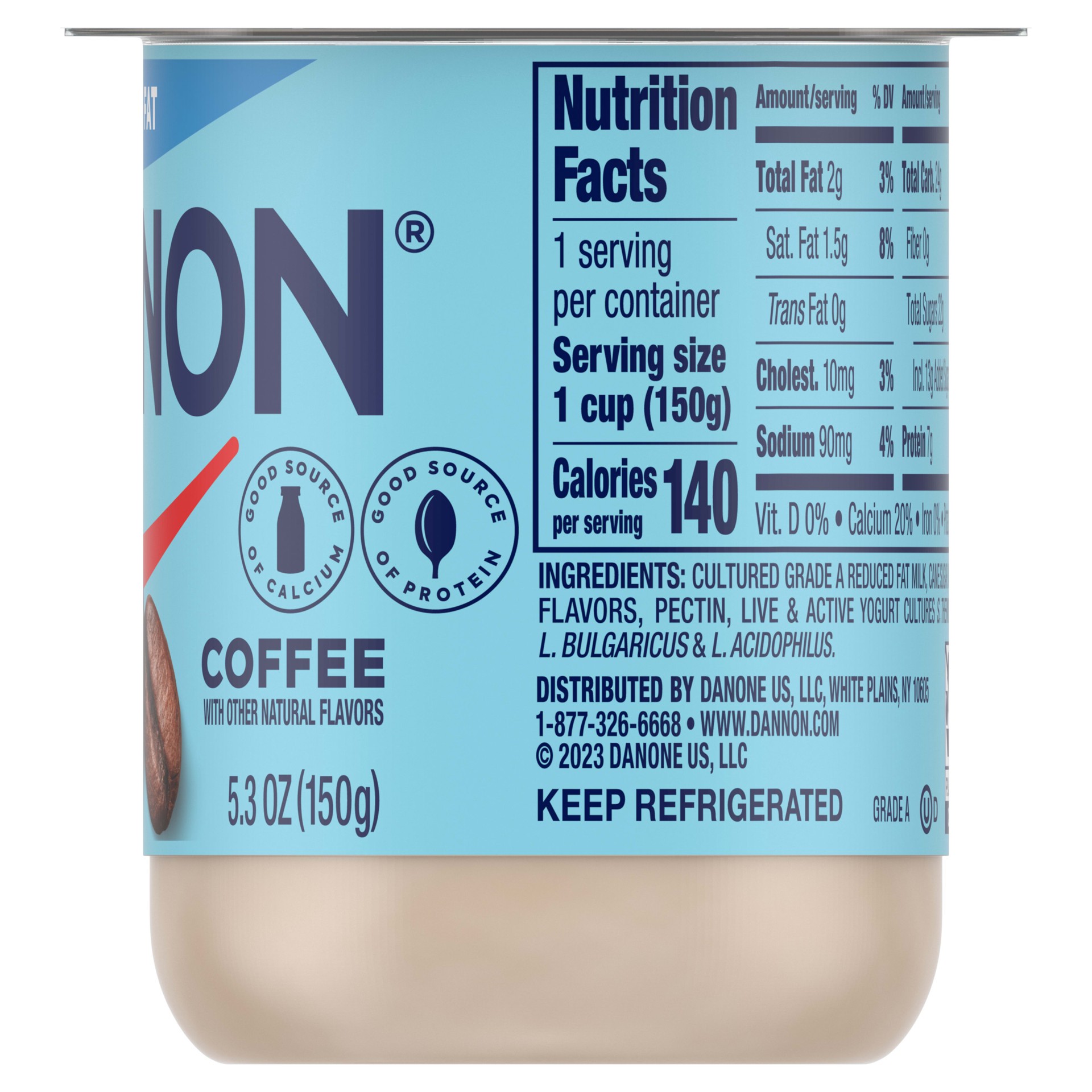 slide 5 of 5, Dannon Coffee Low Fat Yogurt, Good Source of Calcium and Protein with the Rich and Creamy Taste of Coffee Flavored Yogurt, 5.3 OZ Container, 5.3 oz