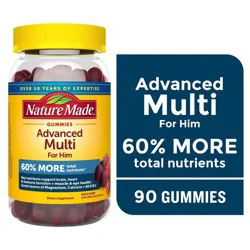 Nature Made Advanced Multivitamin Gummies For Him, Mens Multivitamin Gummies with Magnesium Citrate, Calcium & B Vitamins, Daily Support, 90 Gummies, 30 Day Supply