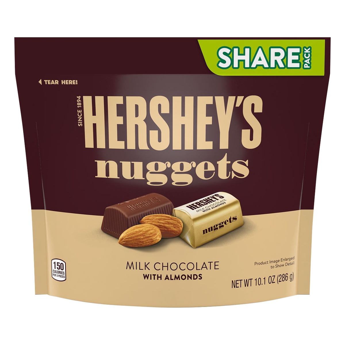 slide 1 of 6, Hershey's Milk Chocolate with Almond Nuggets, 10.1 oz