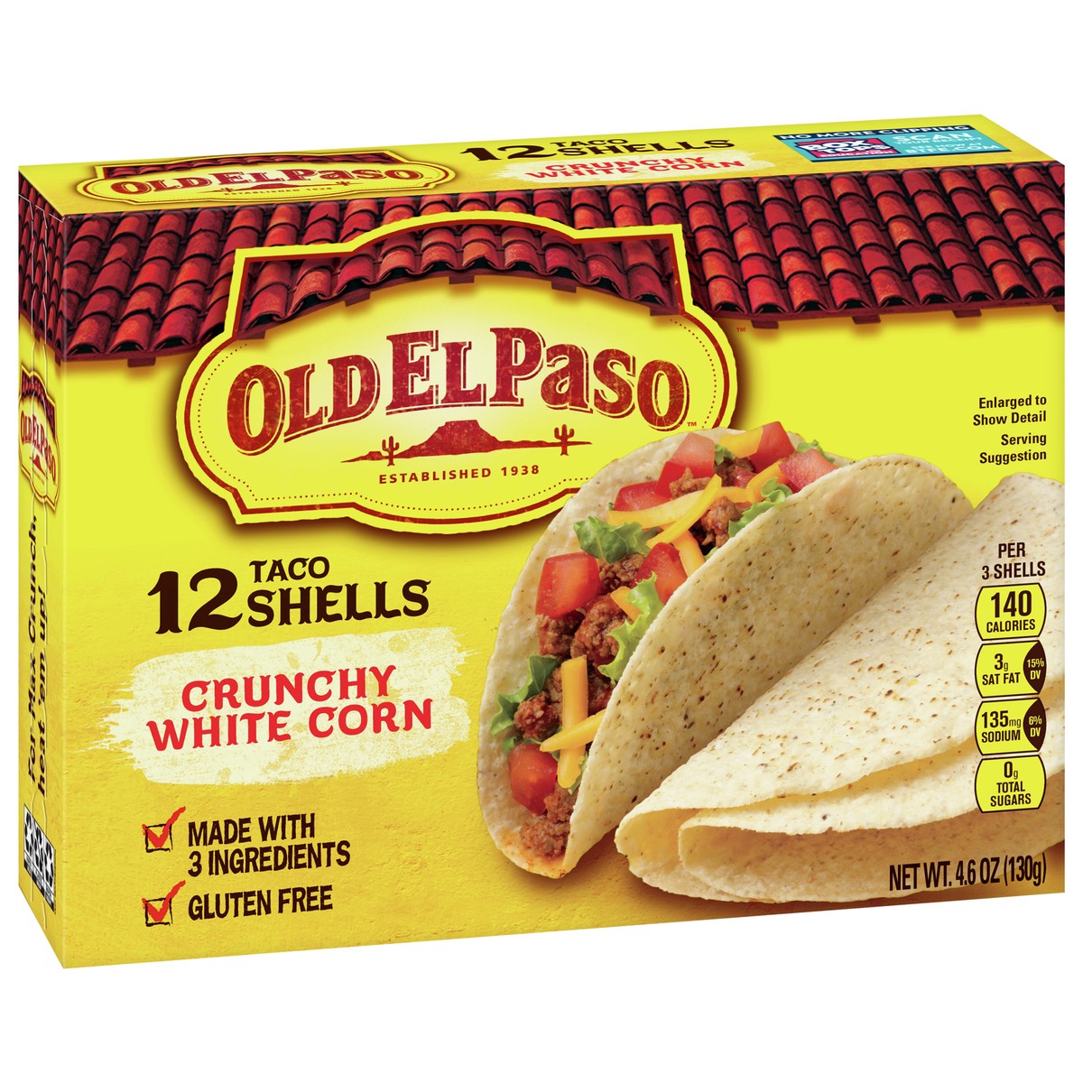 slide 9 of 12, Old El Paso Crunchy White Corn Taco Shells, Gluten Free, 12 ct., 4.6 oz., 12 ct