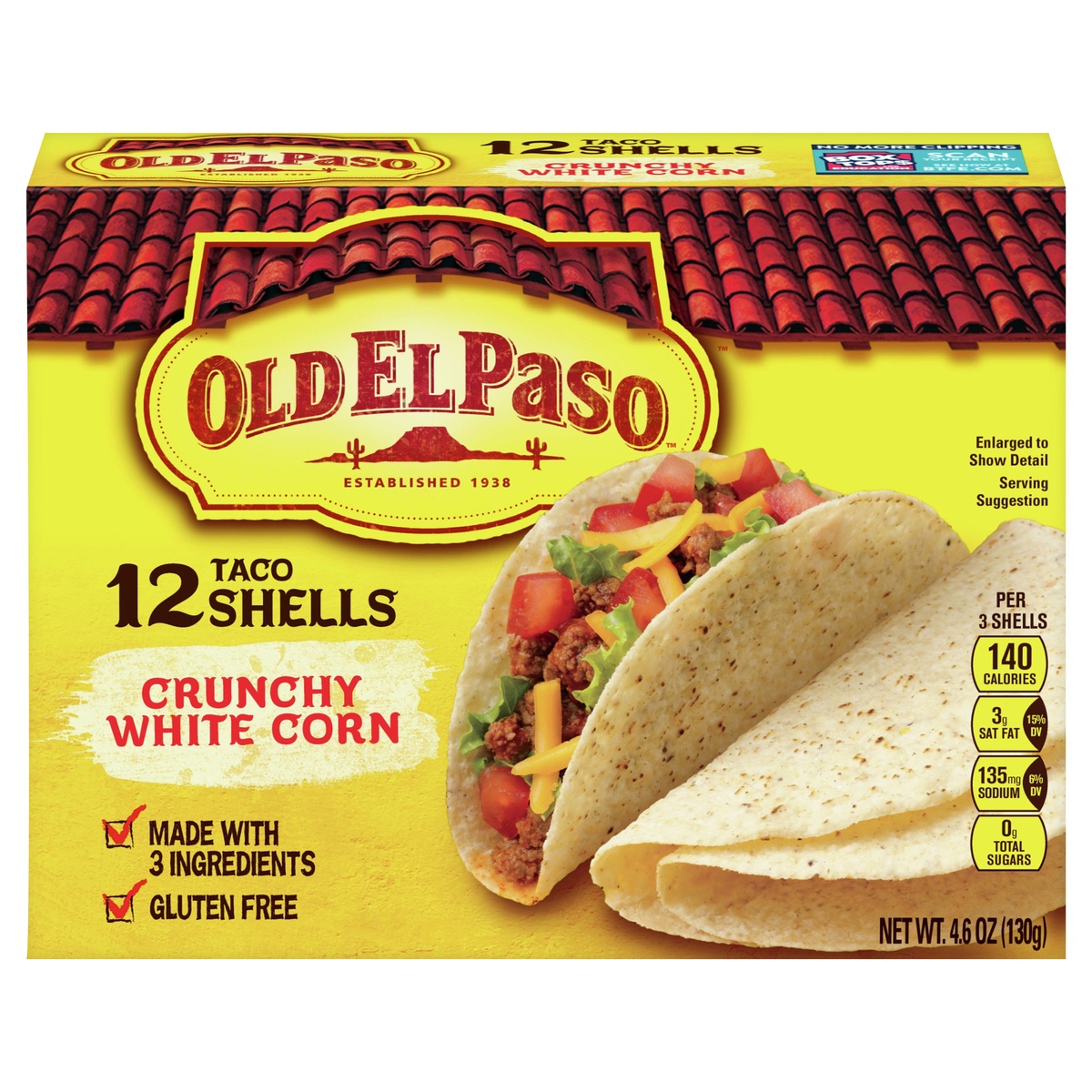 slide 1 of 1, Old El Paso Crunchy White Corn Taco Shells 12 ea, 12 ct