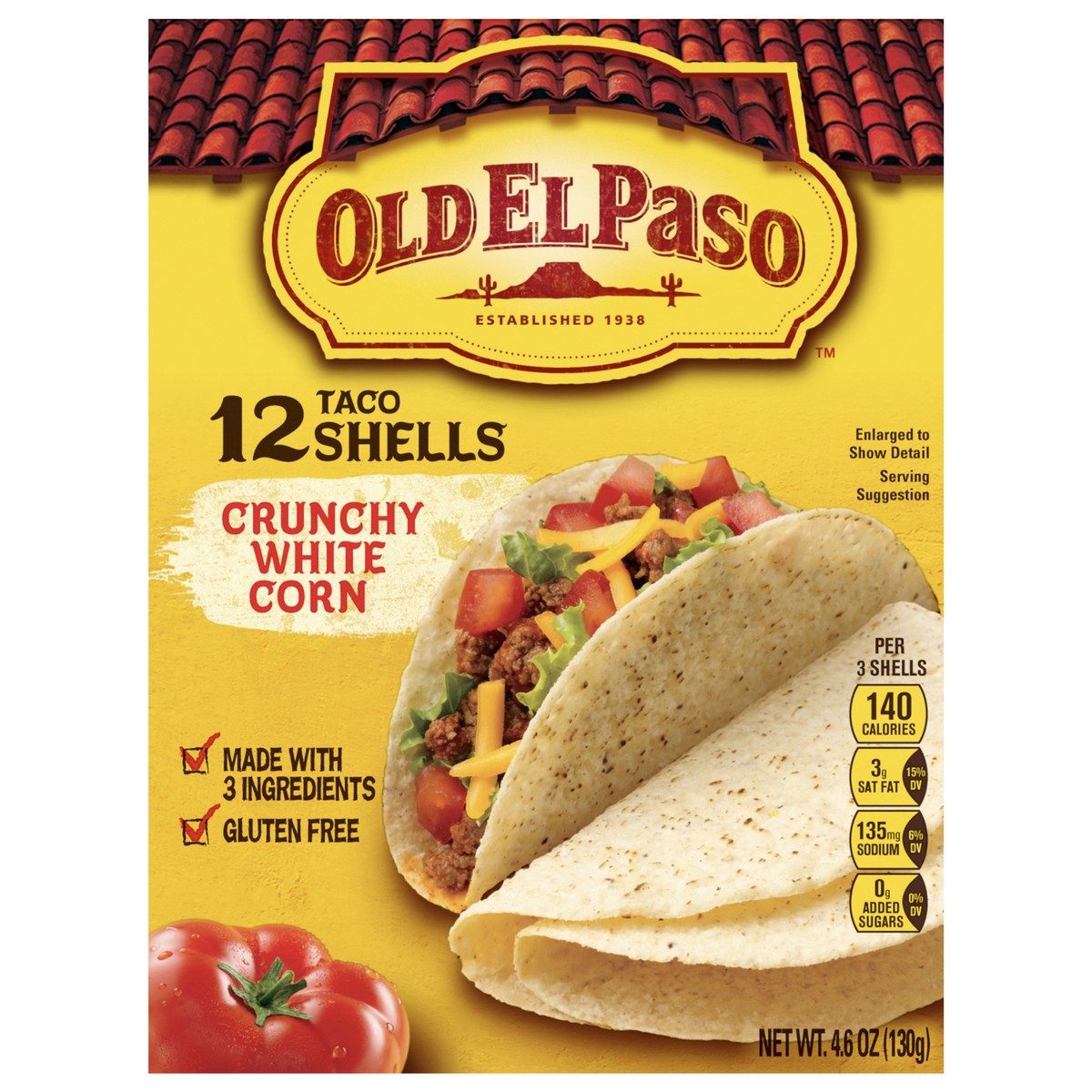 slide 1 of 12, Old El Paso Crunchy White Corn Taco Shells, Gluten Free, 12 ct., 4.6 oz., 12 ct