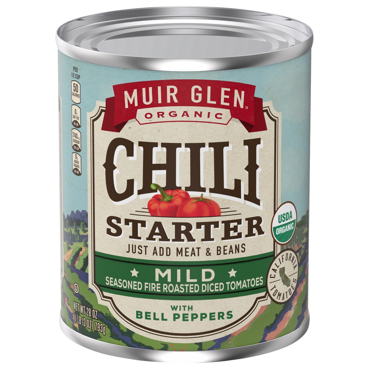 slide 1 of 9, Muir Glen Chili Starter, Seasoned Fire Roasted Diced Tomatoes with Bell Peppers, Mild, 28 oz., 28 oz