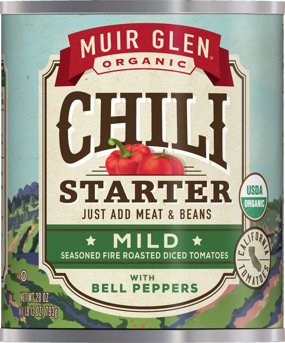 slide 5 of 9, Muir Glen Chili Starter, Seasoned Fire Roasted Diced Tomatoes with Bell Peppers, Mild, 28 oz., 28 oz