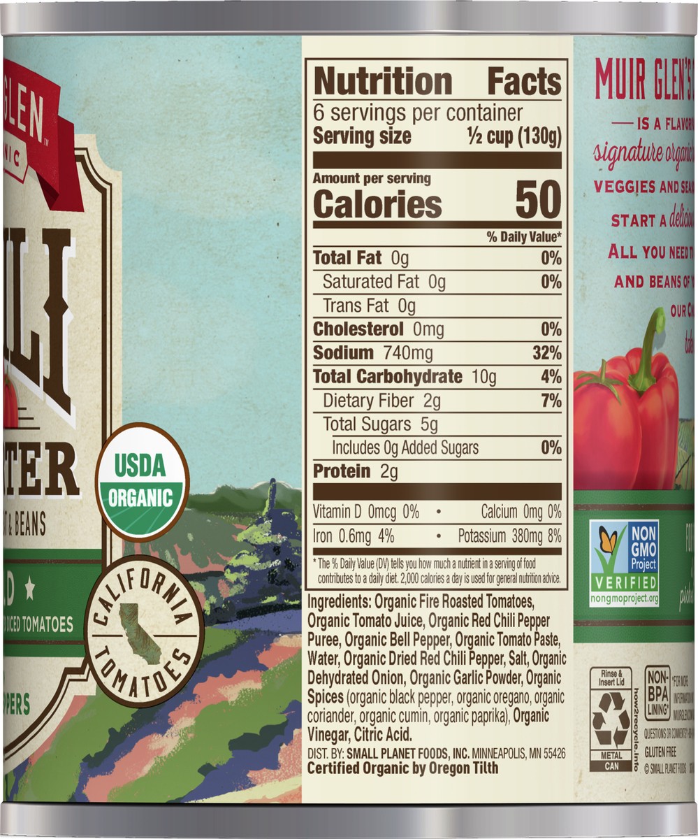 slide 8 of 9, Muir Glen Chili Starter, Seasoned Fire Roasted Diced Tomatoes with Bell Peppers, Mild, 28 oz., 28 oz