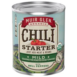 Muir Glen Chili Starter, Seasoned Fire Roasted Diced Tomatoes with Bell Peppers, Mild, 28 oz.