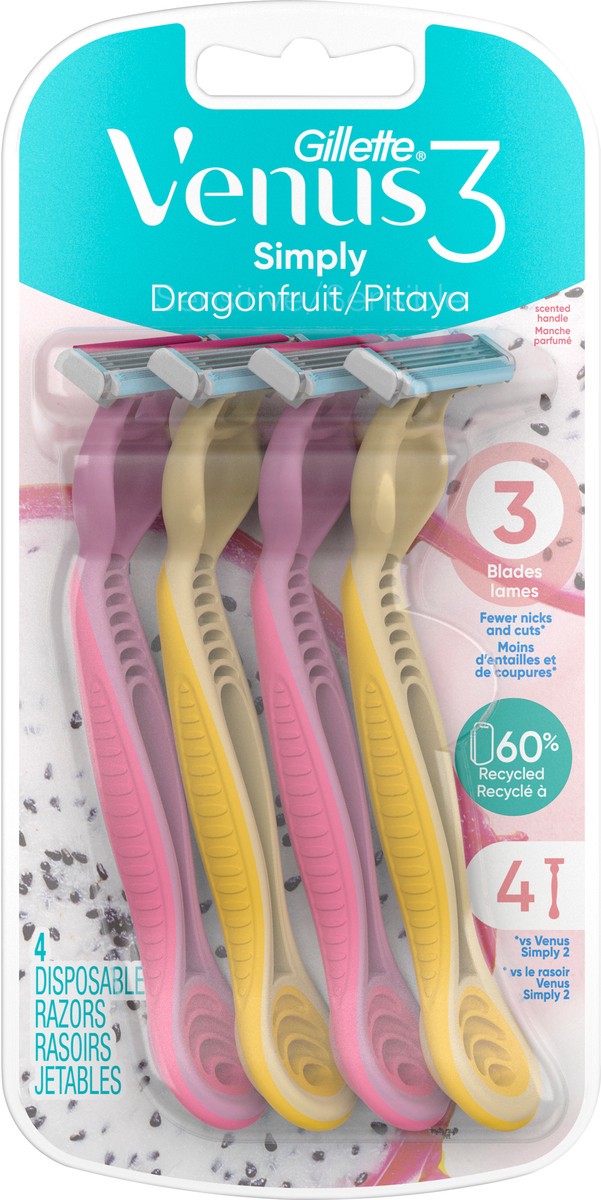slide 4 of 6, Gillette Venus Simply 3 Paradise Women's Disposable Razor, 4 Count, 4 ct