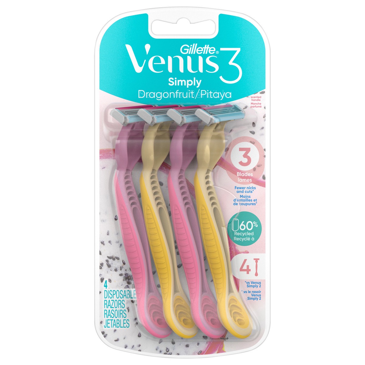 slide 6 of 6, Gillette Venus Simply 3 Paradise Women's Disposable Razor, 4 Count, 4 ct