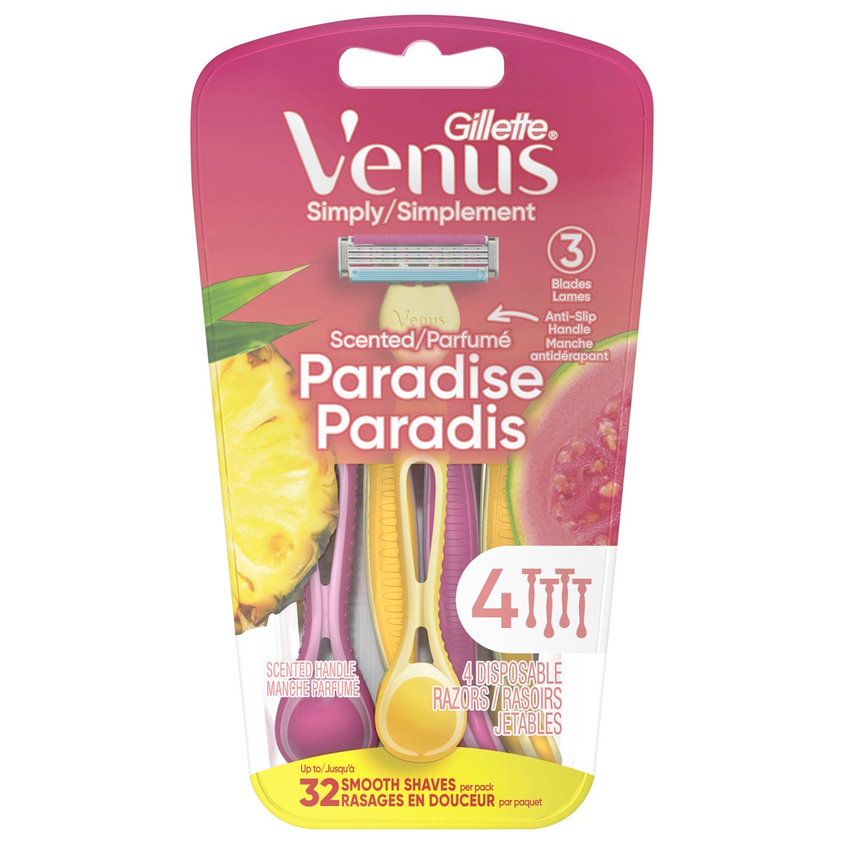 slide 1 of 6, Gillette Venus Simply 3 Paradise Women's Disposable Razor, 4 Count, 4 ct