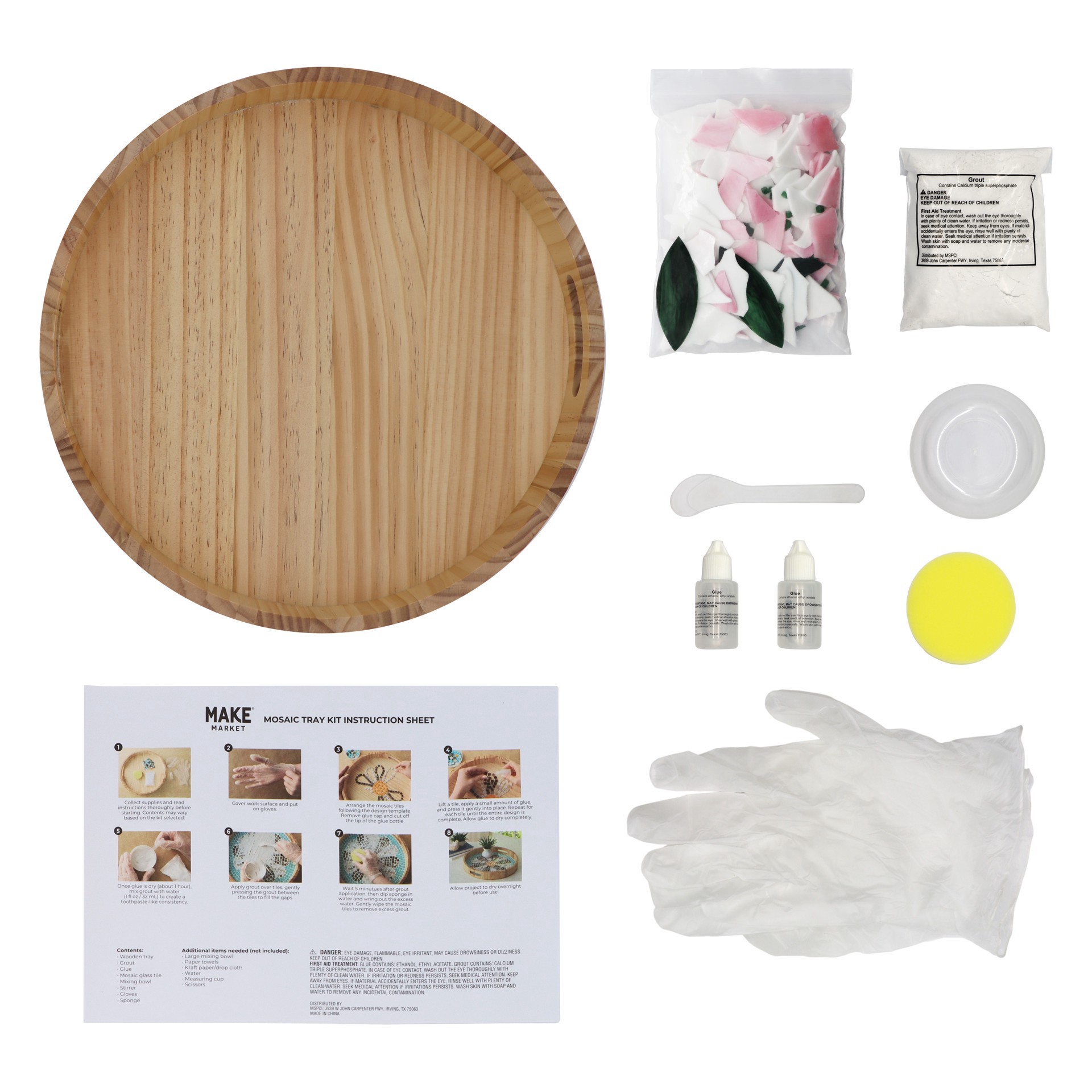 slide 3 of 4, 14" Round Pink Rose Mosaic Tray Kit By Make Market, 14 in