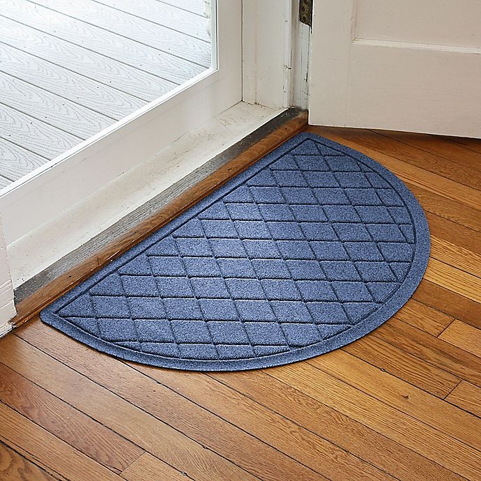 slide 2 of 2, Weather Guard Argyle Half Oval Door Mat - Navy, 20 in x 30 in