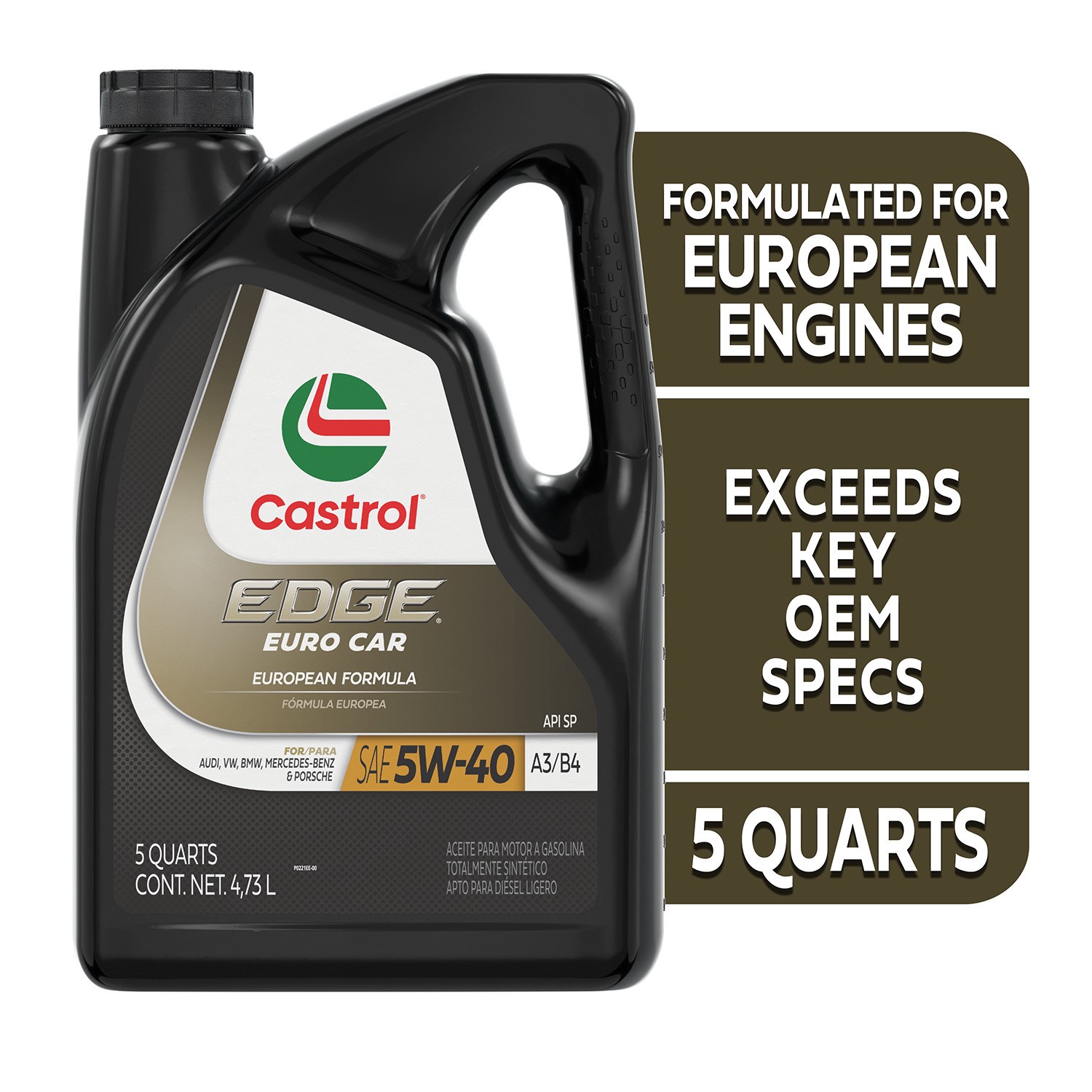 slide 2 of 10, Castrol Edge Sae 5W-40 Advanced Full Synthetic Motor Oil, 5 qt