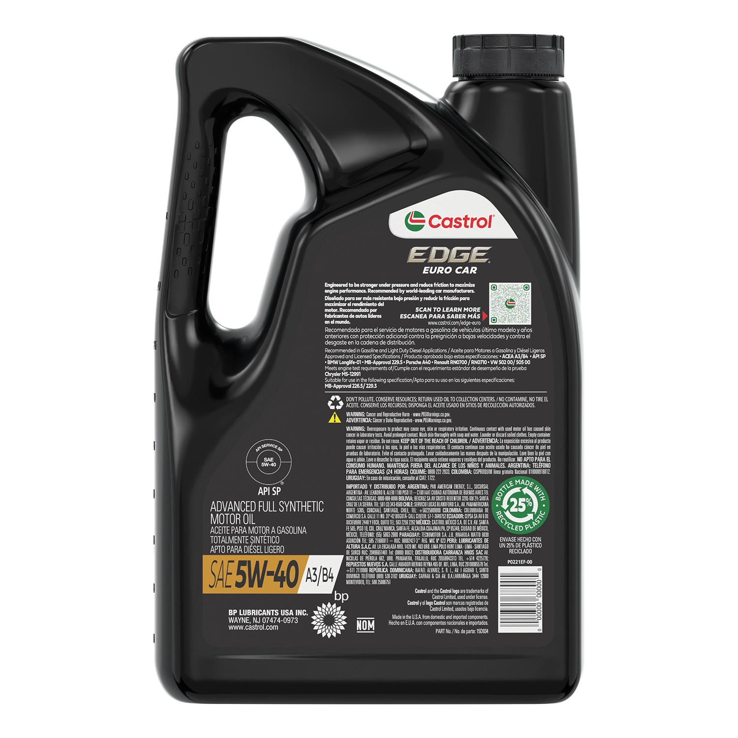 slide 10 of 10, Castrol Edge Sae 5W-40 Advanced Full Synthetic Motor Oil, 5 qt