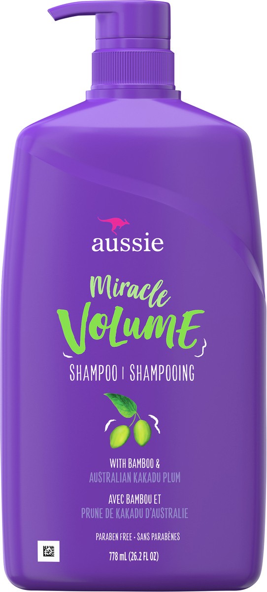 slide 6 of 7, Aussie Miracle Volume with Plum & Bamboo, Paraben Free Shampoo, 26.2 fl oz, 26.20 fl oz