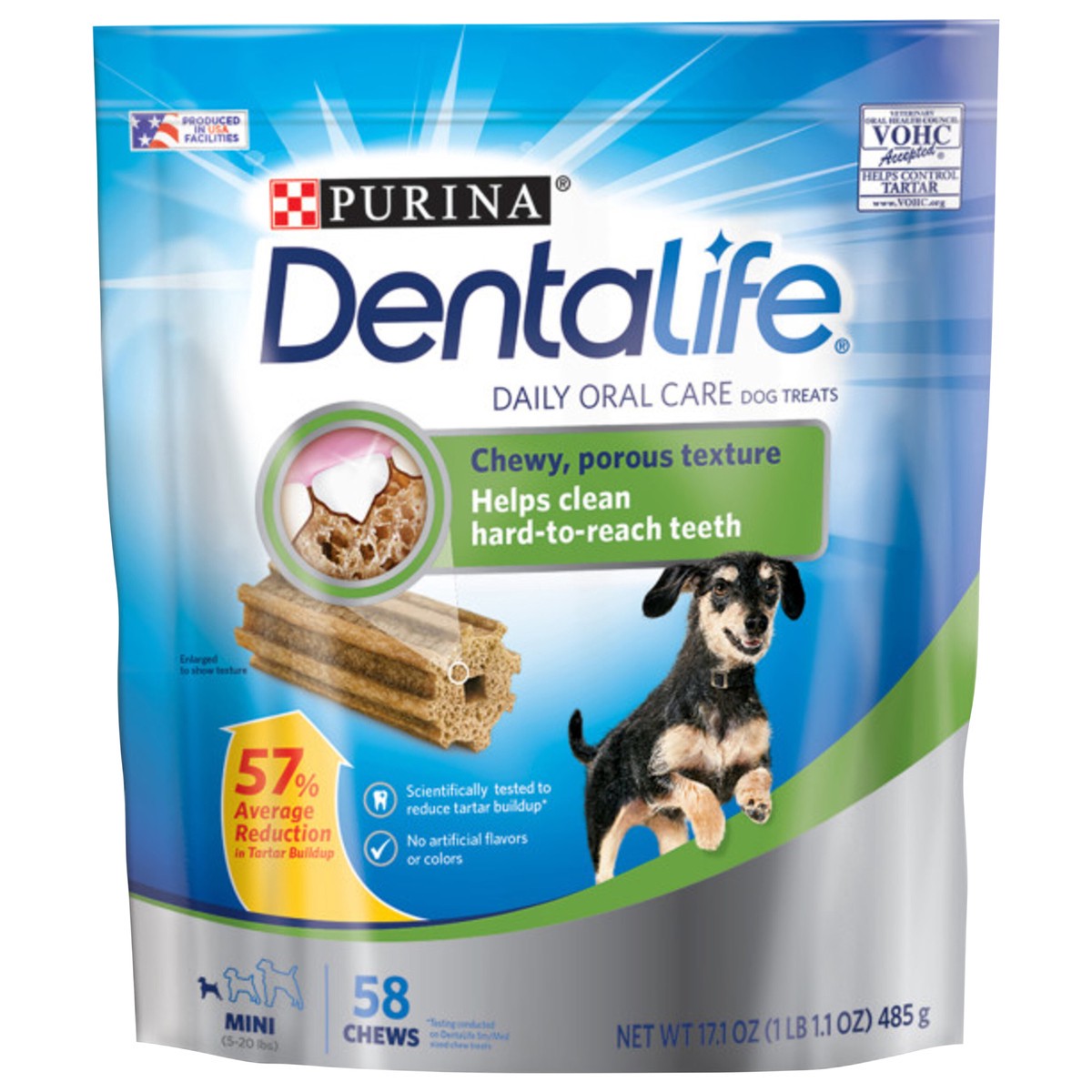 slide 1 of 1, DentaLife Purina DentaLife Made in USA Facilities Toy Breed Dog Dental Chews, Daily Mini, 17.1 oz