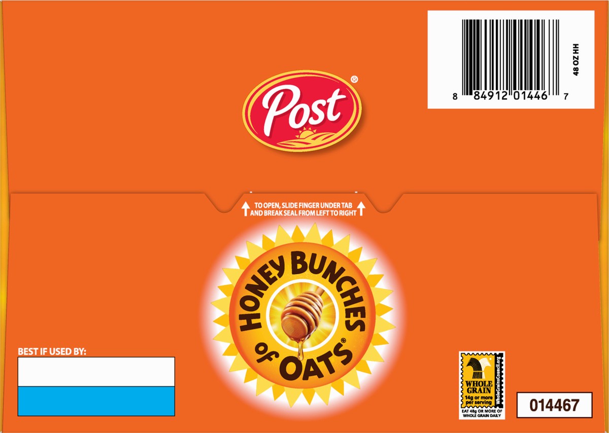 slide 3 of 13, Post Honey Bunches of Oats Honey Roasted, Heart Healthy, Low Fat, made with Whole Grain Cereal, 48 Ounce, 48 oz