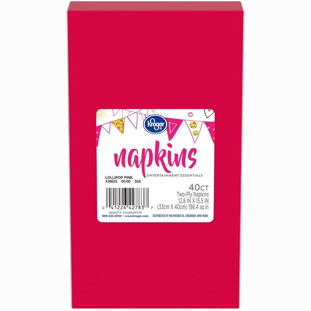 slide 1 of 4, Kroger Lollipop Pink Guest Paper Napkins, 40 ct