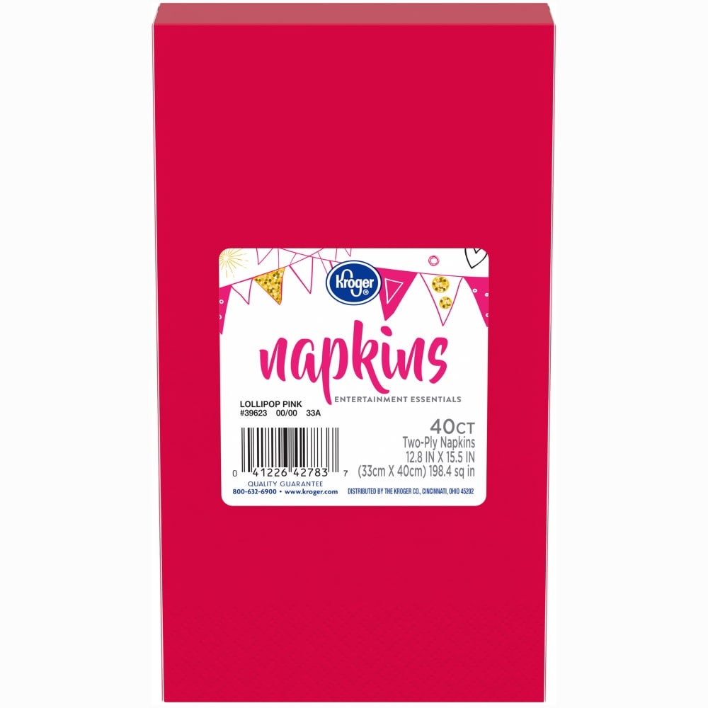 slide 1 of 1, Kroger Lollipop Pink Guest Paper Napkins, 40 ct
