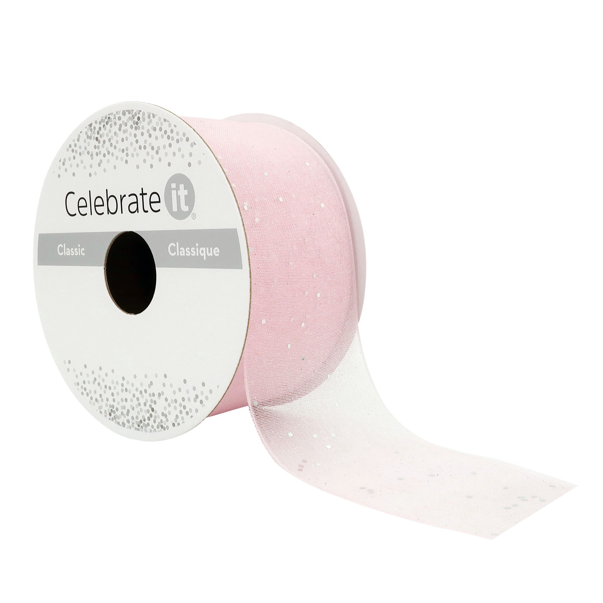 slide 4 of 4, 1.5" X 3yd. Sheer Glitter Ribbon By Celebrate It, 1.5 in x 3 yd