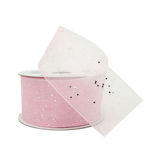 slide 1 of 4, 1.5" X 3yd. Sheer Glitter Ribbon By Celebrate It, 1.5 in x 3 yd