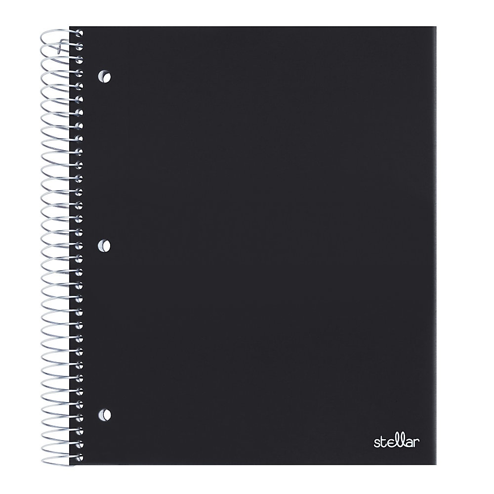 slide 1 of 1, Office Depot Brand Stellar Poly Notebook, 8-1/2'' X 11'', 5 Subject, College Ruled, 200 Pages (100 Sheets), Black, 100 ct