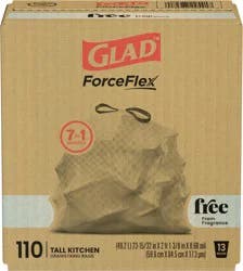 Glad ForceFlex Tall Kitchen Drawstring Trash Bags Fragrance Free