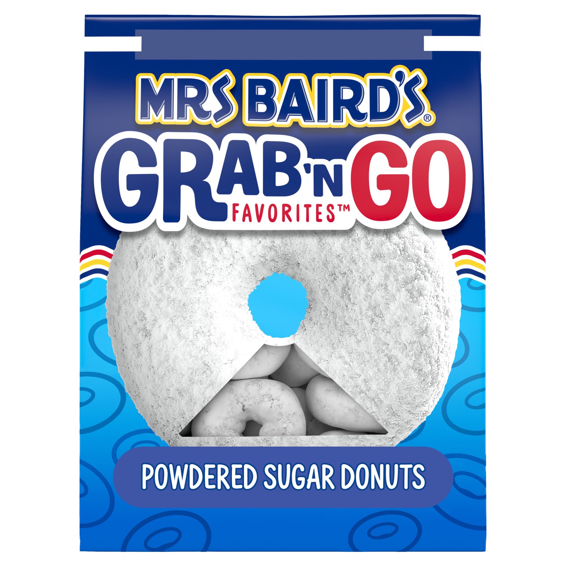 slide 1 of 5, Mrs. Baird's Grab 'n Go Favorites Powdered Sugar Donuts, 10 oz, Donuts, Bag, 10 oz