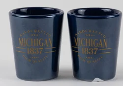 Michigan "handcrafted" Design Cobalt Blue Shot Glass