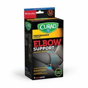 slide 1 of 1, Curad + Wrap-Around Elbow Support + Microban Antimicrobial, 1 ct