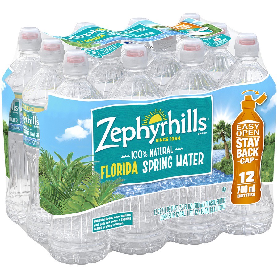 slide 4 of 5, Zephyrhills Brand 100% Natural Spring Water, 23.7-ounce plastic sport cap bottles (Pack of 12), 23.7 oz