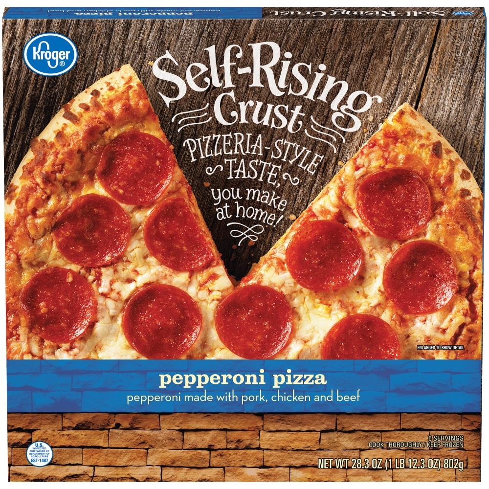 slide 1 of 1, Kroger Pepperoni Pizza With Self-Rising Crust, 29.6 oz