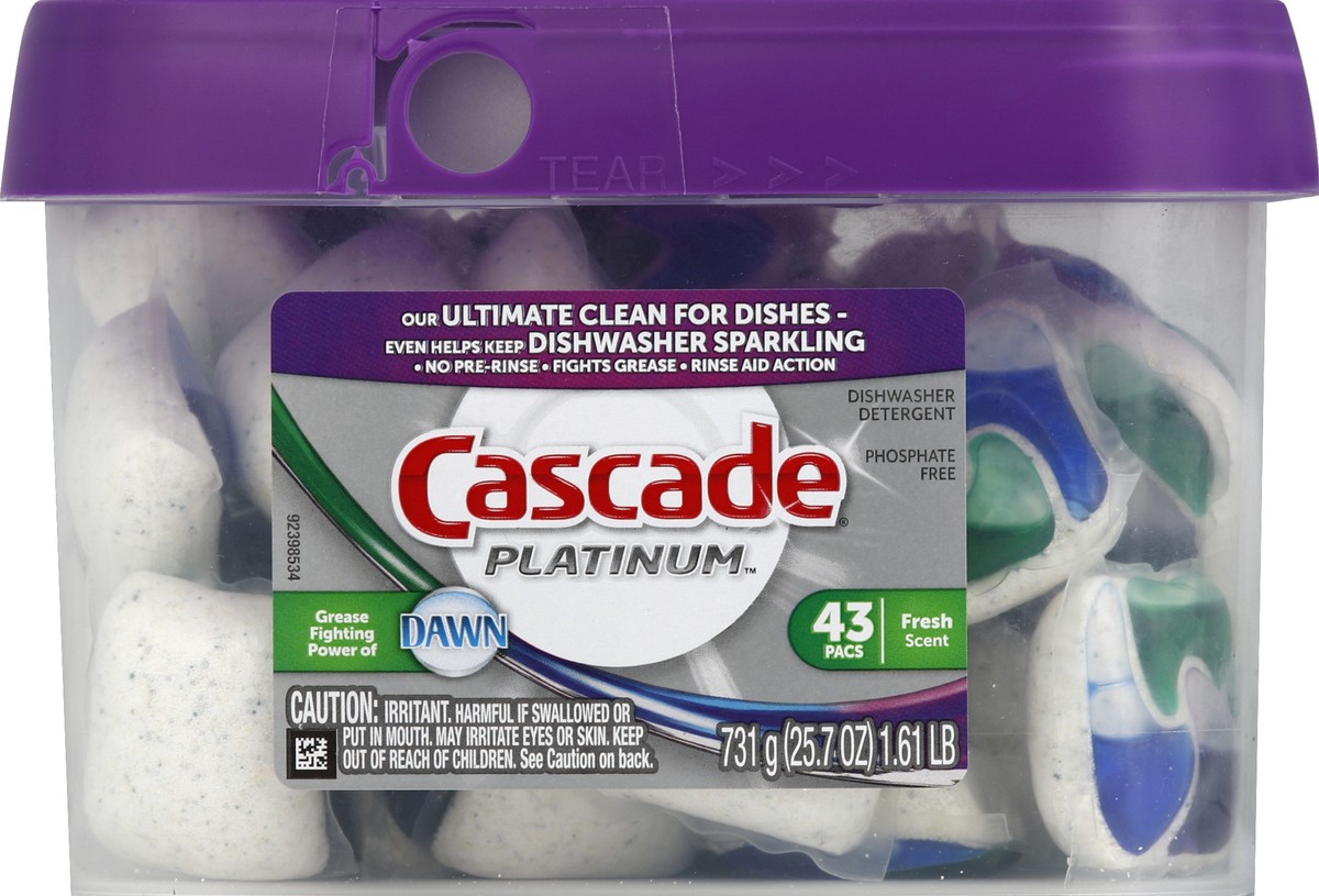 slide 1 of 5, Cascade Dishwasher Detergent 43 ea, 43 ct