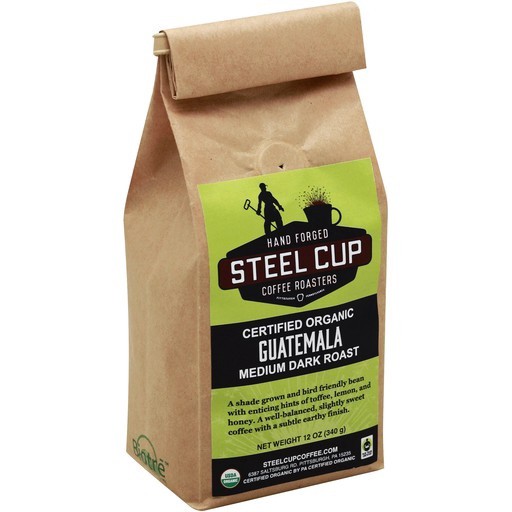 slide 1 of 1, Steel Cup Coffee Roasters Coffee, Organic, Whole Bean, Medium Dark Roast, Guatemala, 12 oz