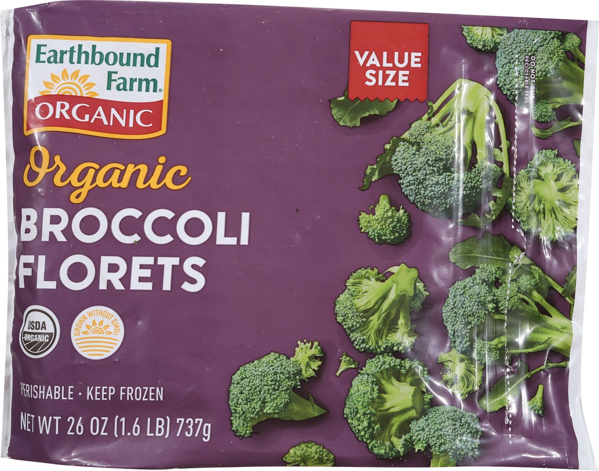 slide 8 of 13, Earthbound Farm Organic Broccoli Florets Value Size 26 oz, 26 oz