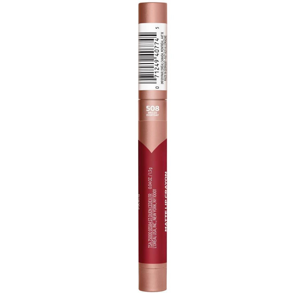 slide 3 of 4, L'Oréal Infallible Matte Lip Crayon, Brulee Everyday, 0.04 oz