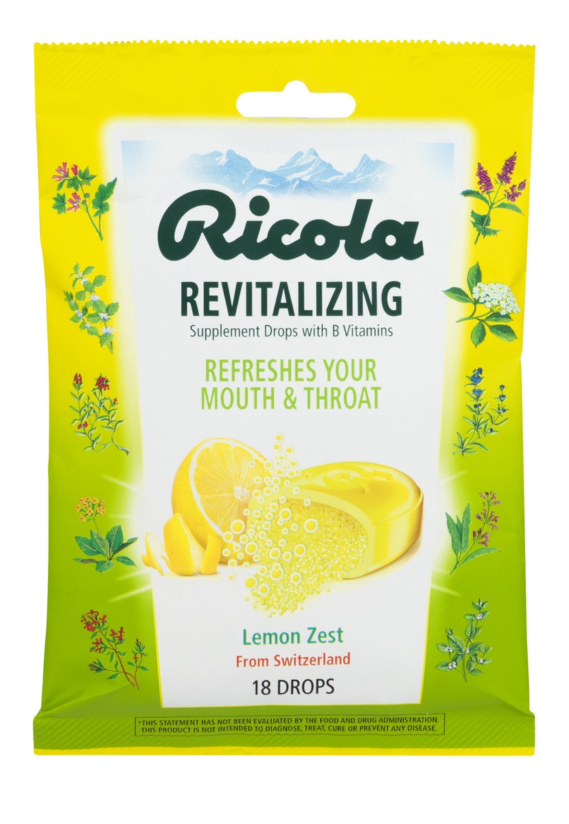 slide 1 of 1, Ricola Revitalizing Lemon Zest Cough & Throat Drops, 18 ct