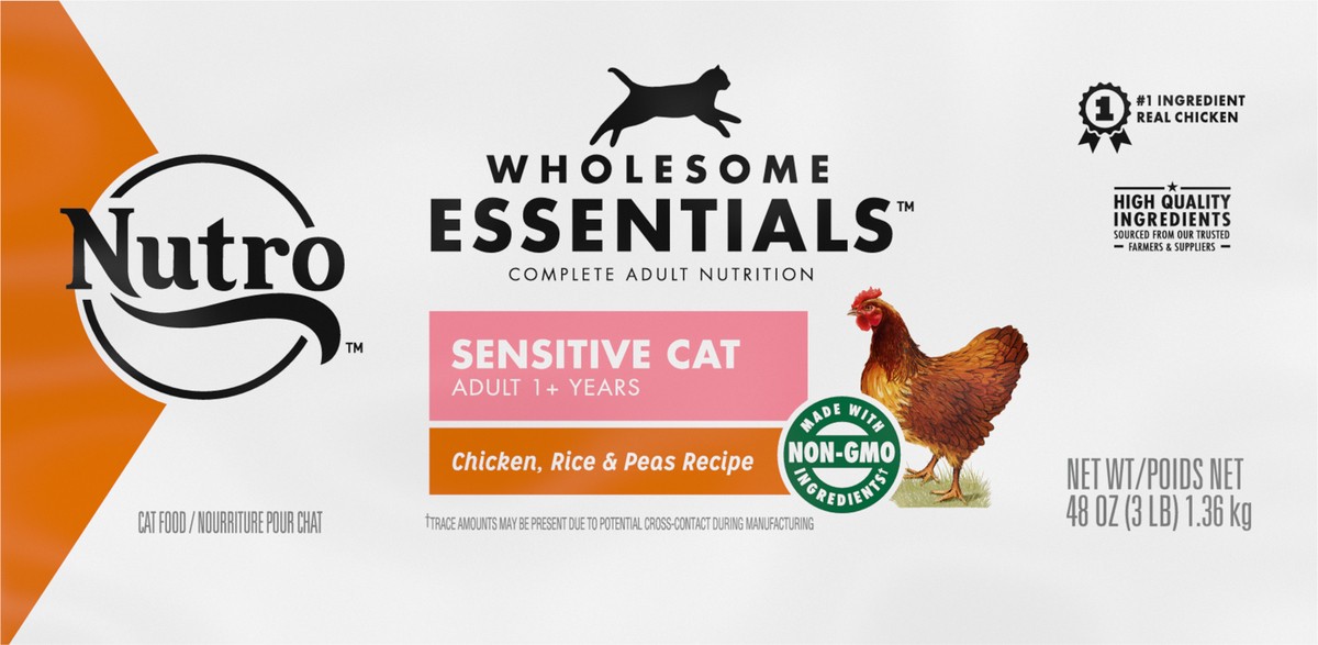 slide 6 of 9, Nutro Wholesome Essentials Sensitive Adult 1+ Years Chicken, Rice & Peas Recipe Dog Food 48 oz, 3 lb